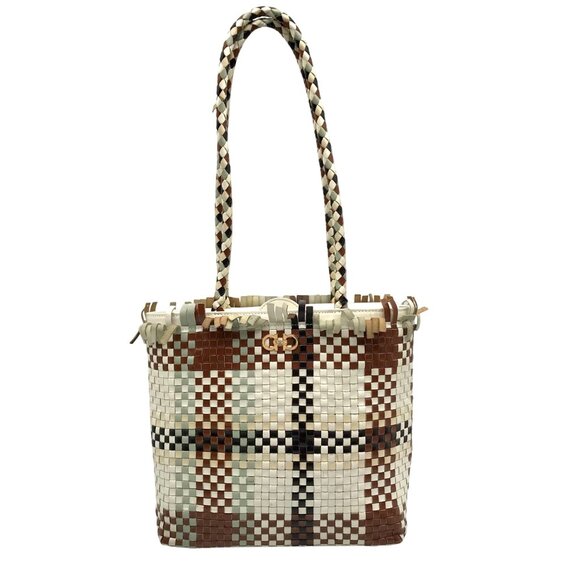 Salvatore Ferragamo Multicolor Woven Leather Gancini Shoulder Bag - Picture 1 of 12